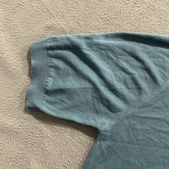 John Smedley Shirt Mens XL Blue England Knit Polo Preppy Sea Island Cotton - Picture 4 of 10